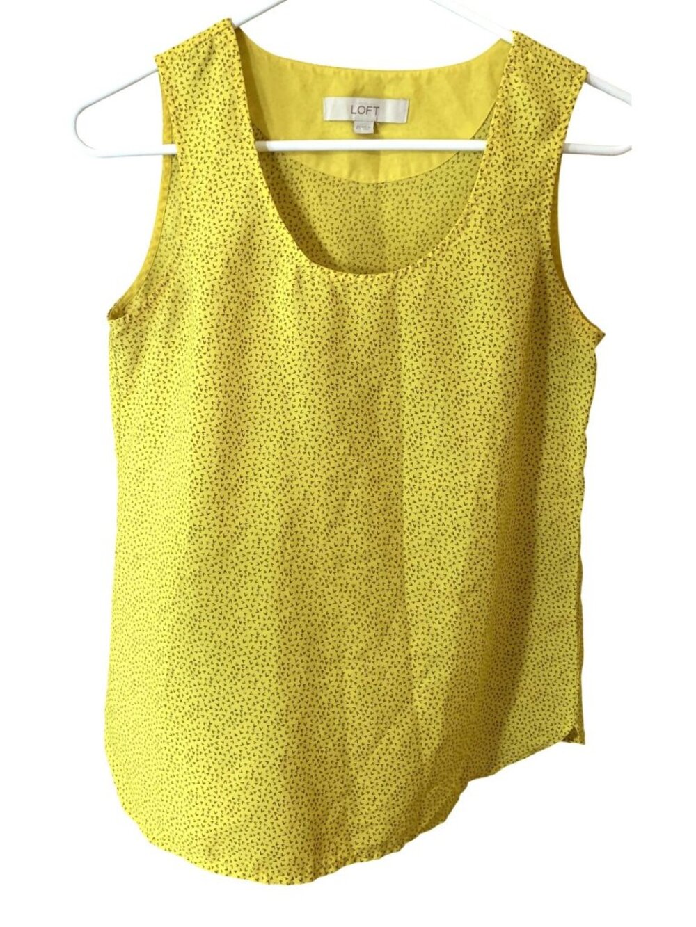 LOFT Ann Taylor XS Yellow Sleeveless Shell Tank Blouse Print Career Summer Top